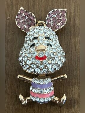 Rhinestone Jointed Moveable Piglet Decorative Sparkling Pendant/Bag Charm 60mm